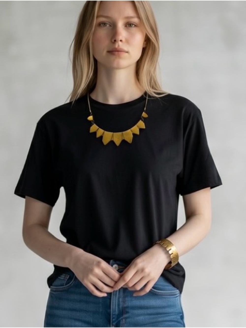 Madewell Yellow Geometric Statement Necklace and Bangle Set